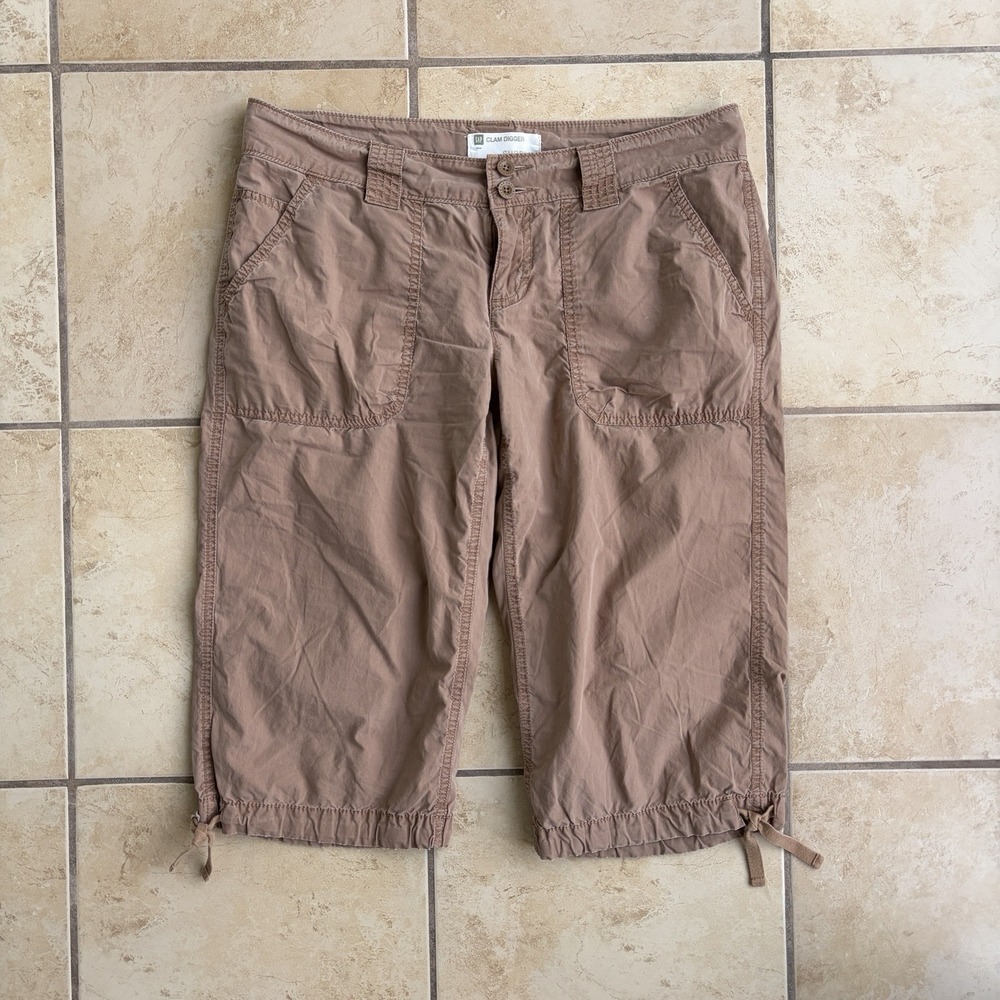 Gap‎ Pants Womens 6 Tan Brown Clam Digger Carpis Utility Drawstring Hem Y2K